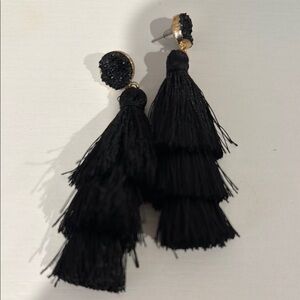 Elegant Black Tassel Earrings